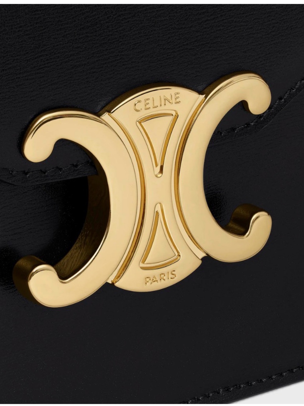 Celine Margo Chain wallet Black Leather Triomphe Crossbody with Gold Hardware - Picture 6 of 9